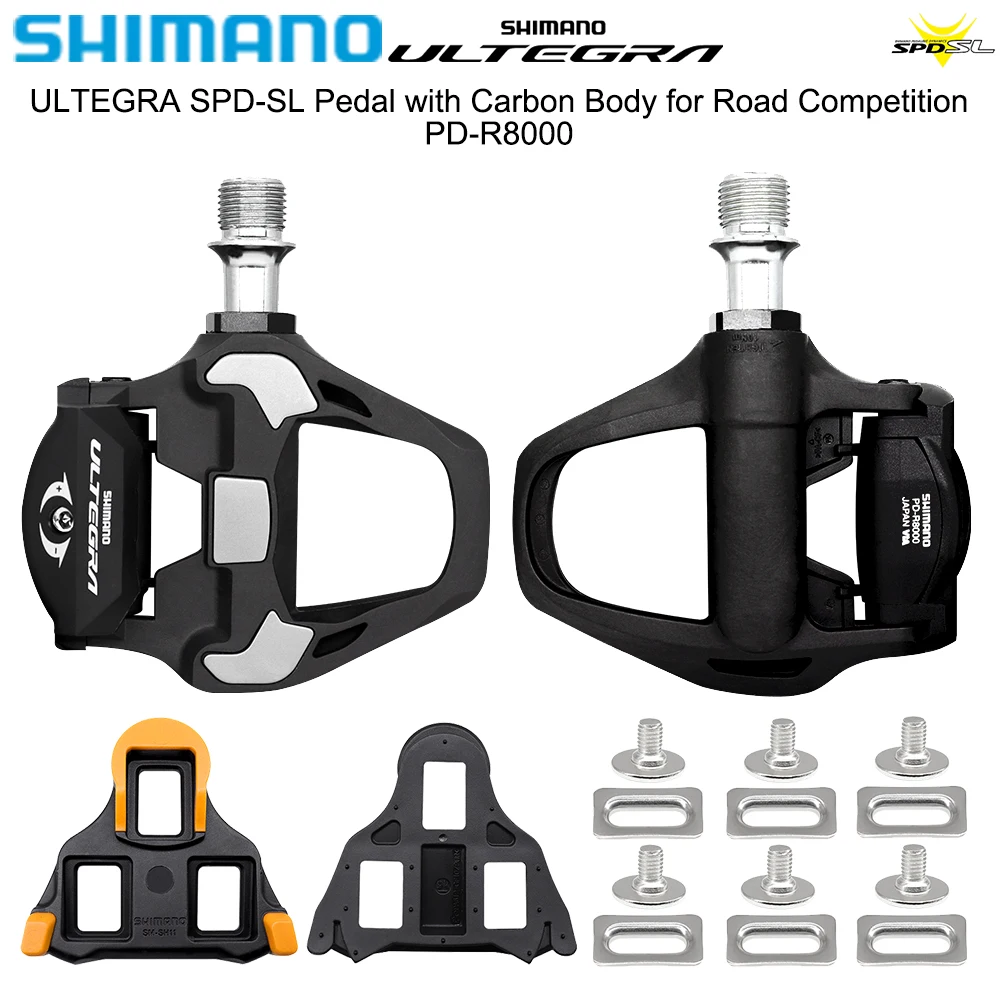 

SHIMANO ULTEGRA SPD-SL Pedal PD-R8000 Ultralight Carbon Self-locking Single Sided with SM-SH11 Cleats for Road Competition Pedal