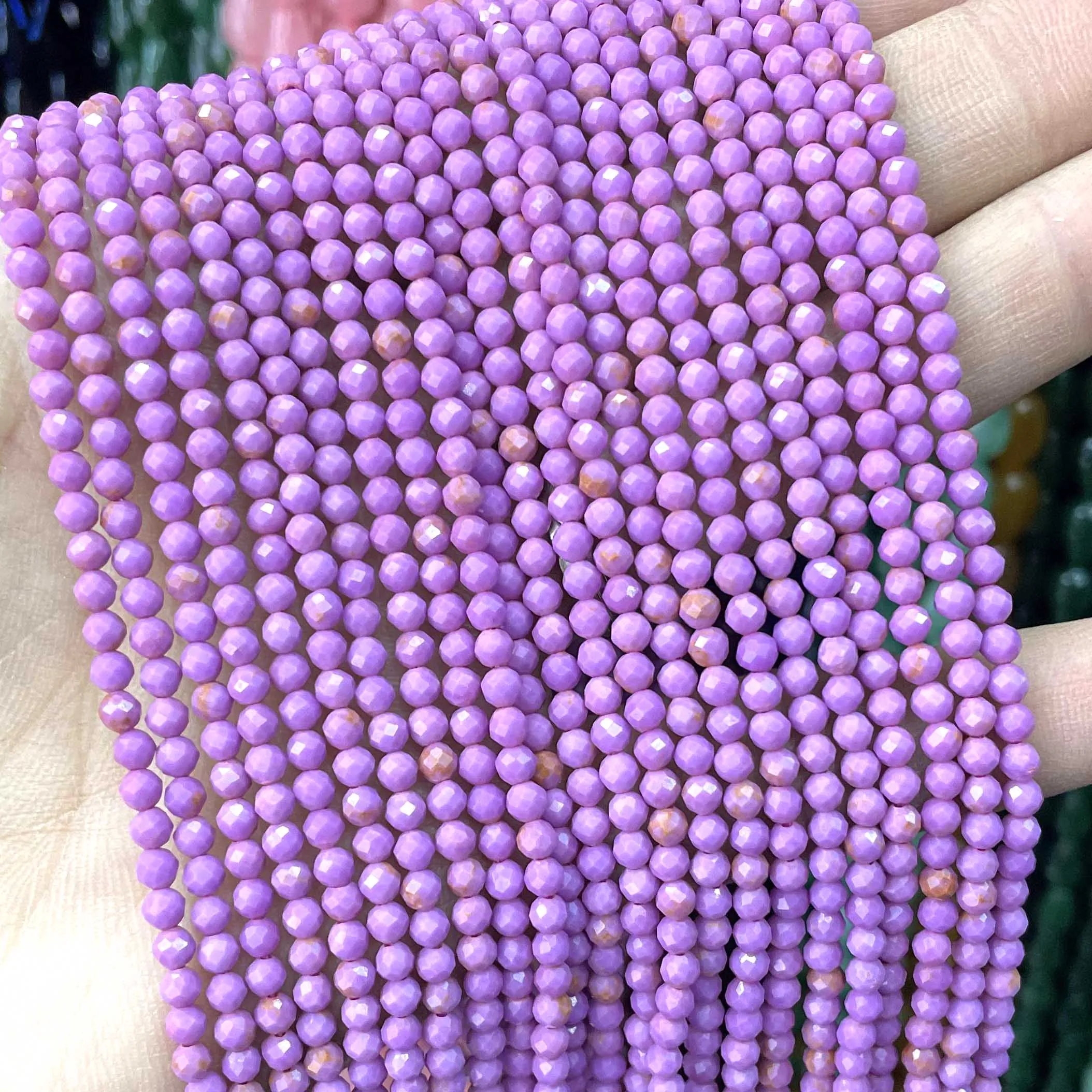 Граненый фиолетовый камень 2 3 4 мм Круглый минеральный из слюды для изготовления