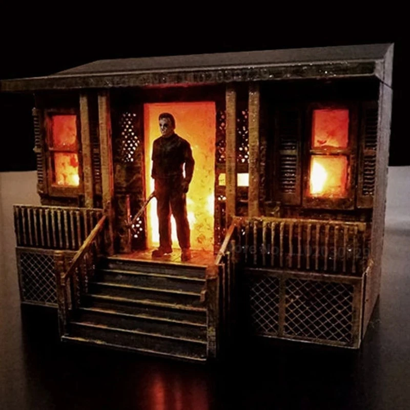 

Horror Movie Sculpture Illuminated 3D Model Resin Craft Home Party Decor Statue Figure Halloween Decorations Collection Gifts