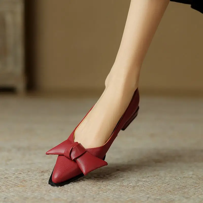 Женские туфли-лодочки Vichelo из коровьей кожи с острым носком на низком массивном