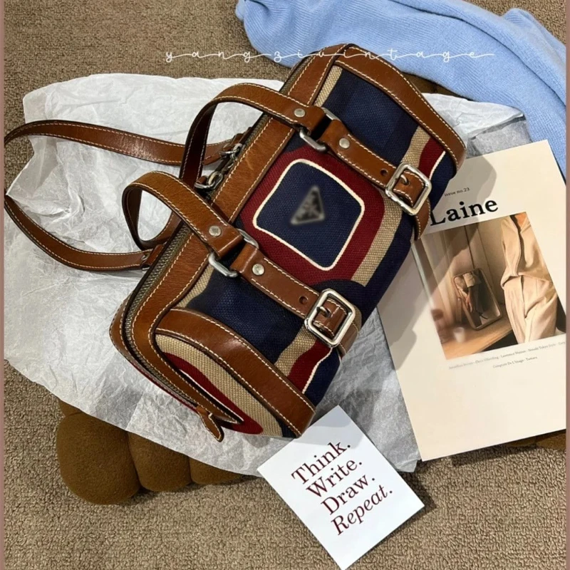 

Y2K Hot Biker Retro Personality Soft Leather Bags Female 2023 New Color Collision Shoulder Crossbody Bag