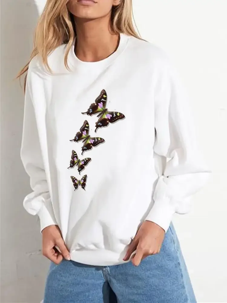 

Женский флисовый свитшот с принтом в виде бабочки, на зиму и весну