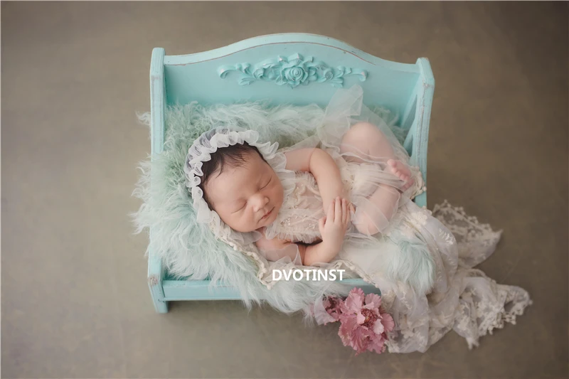 Dvotinst Newborn Photography Props Baby Posing Basket Cute Mini Wooden Cribs Bed Fotografia Accessorio Studio Shoot Photo | Детская