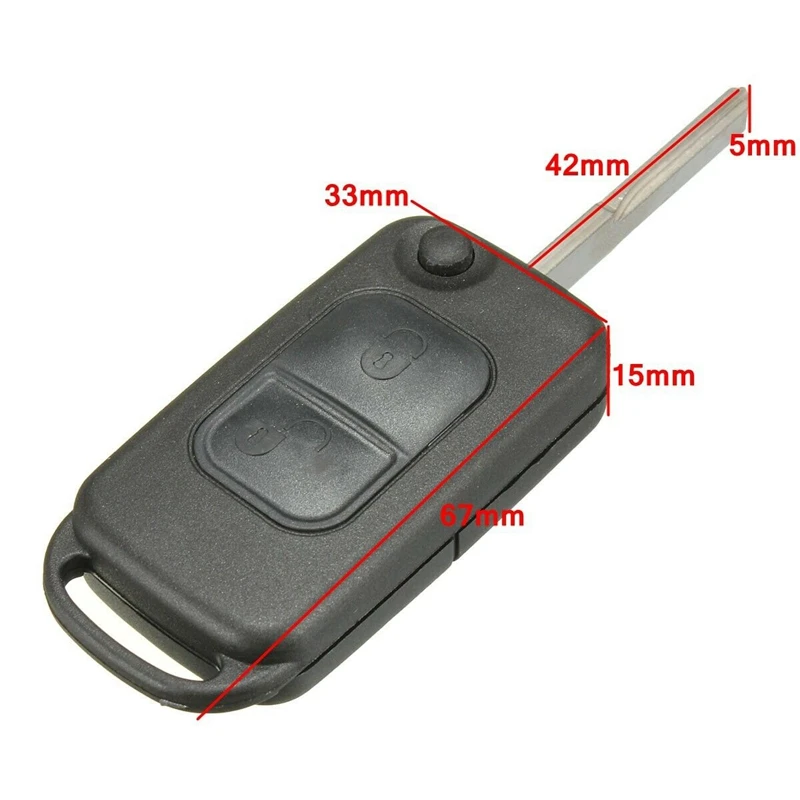 Чехол для выкидного ключа с двумя кнопками HU64 Blade FOB Mercedes Benz A C E S W168 W202 Car
