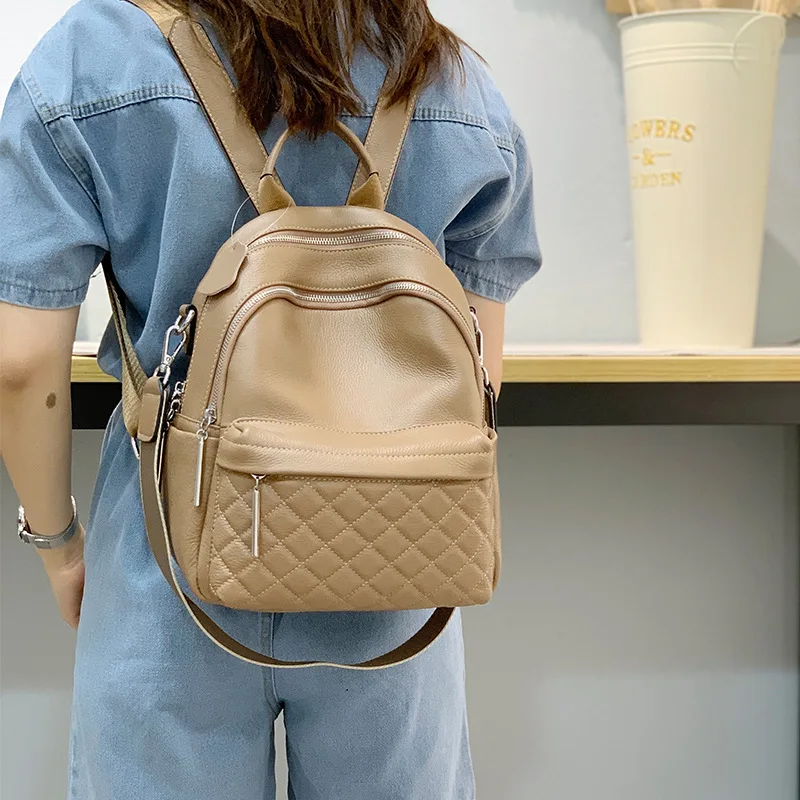 Женский рюкзак из натуральной телячьей кожи мягкий вместительный ранец на плечо