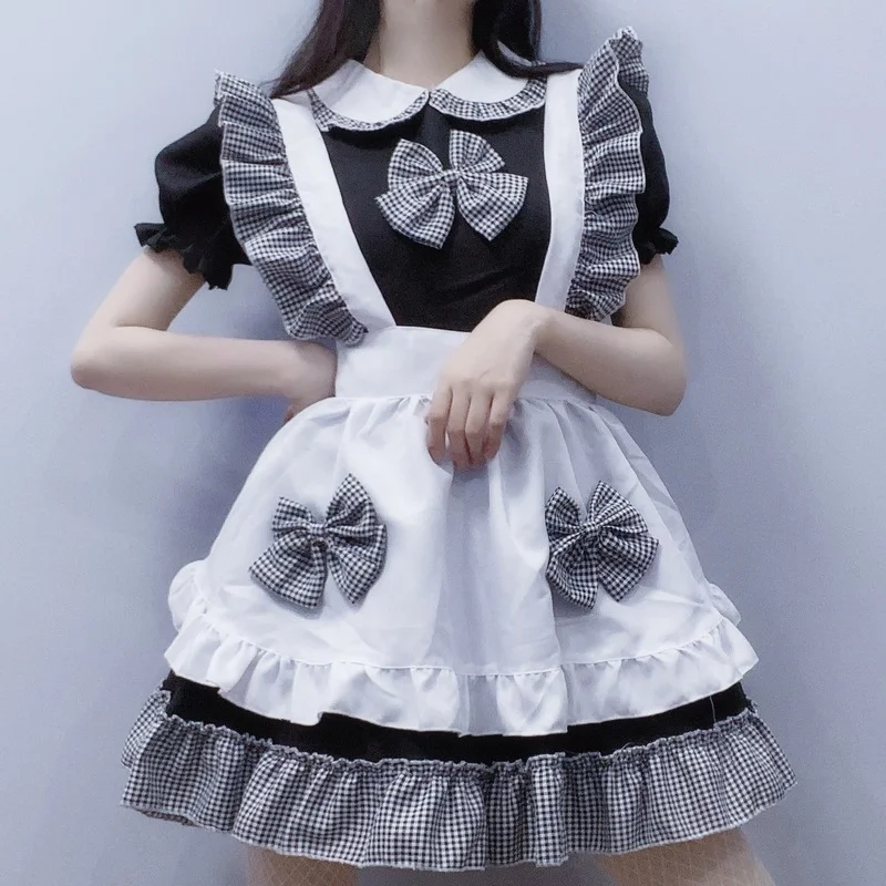 Костюм горничной в стиле &quotЛолита&quot с большим бантом косплей японская Милая