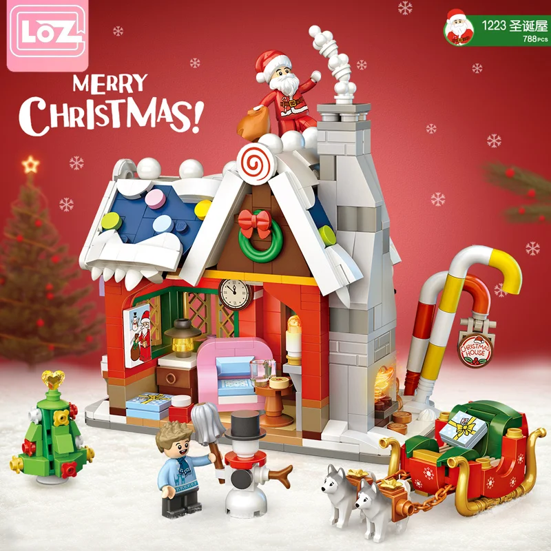 

Loz 1223 Алмазная мини-улица, строительные блоки, рождественская елка, Санта-Клаус, девочка, друзья, город, кирпичи, игрушки, подарок на Рождество для детей