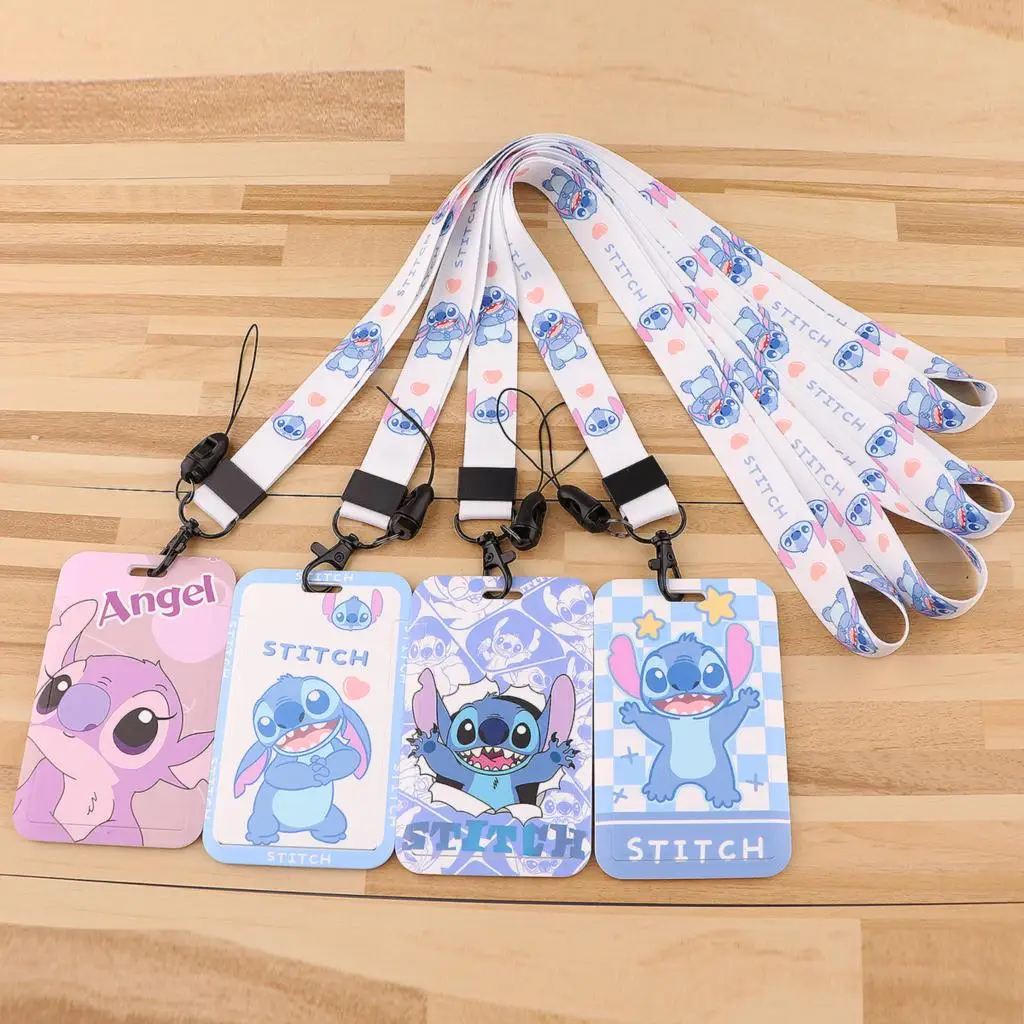 QE137 Cartoon Blue Alien Lanyard For Key Neck Strap Card ID Badge Holder Stitch Key Chain Key Holder Hang Rope Key Rings Gifts