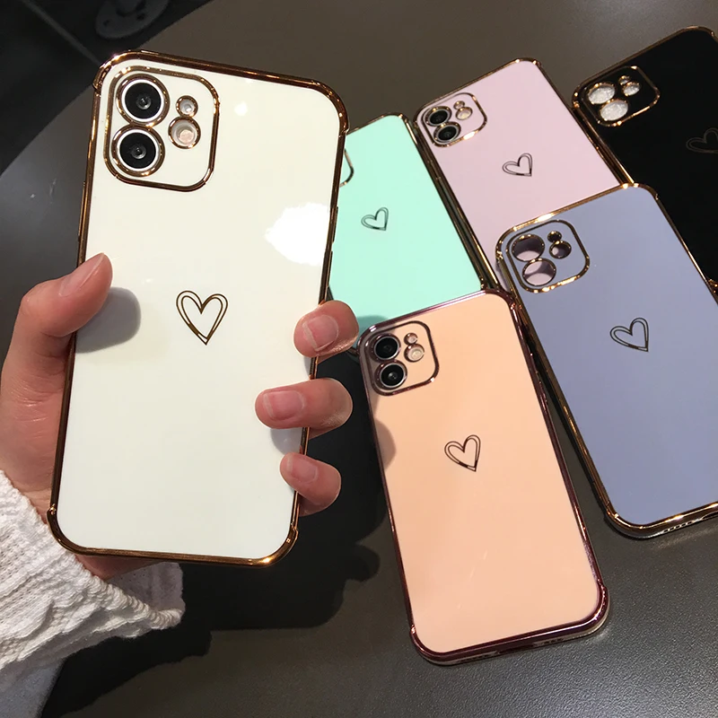 Heart Shaped Multicolor Mirror Phone Case Simple And Elegant For Iphone 13 12 11 Pro Max Xs Max Xr X 8 7