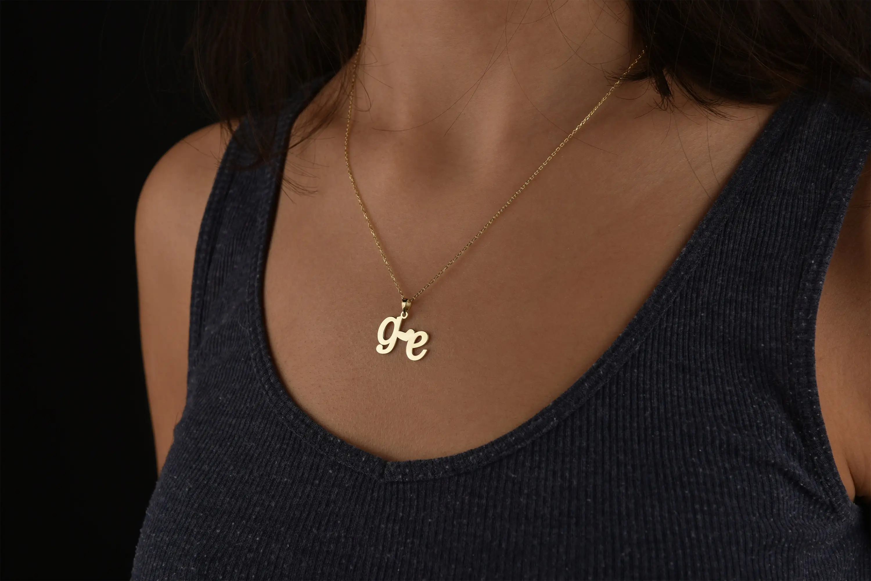

Custom Two Initial Name Necklace,Stainless Steel Script Name Necklace for Woman,Personalized Nameplate Gold,Valentines Day Gift