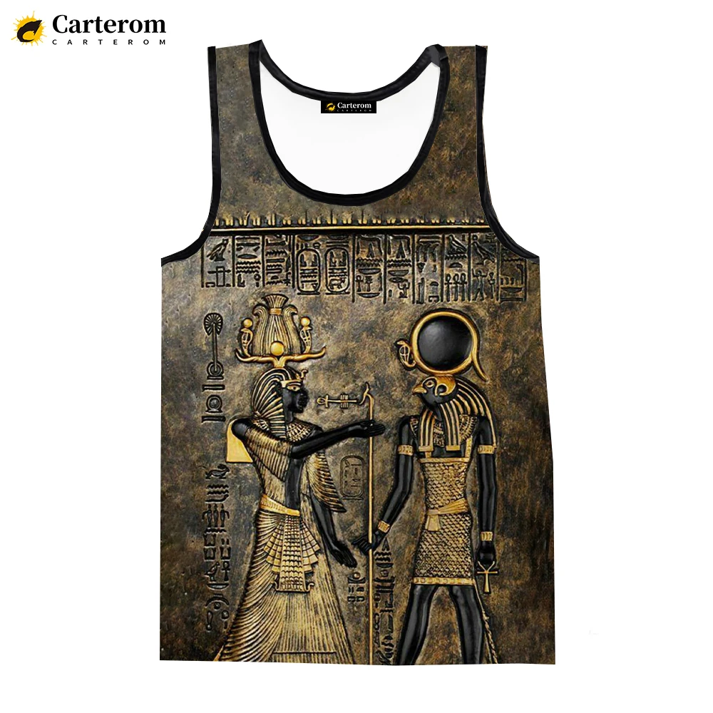 

Ancient Egyptian Egypt God Pharaoh Tank Tops T Shirts 3D Digital Printing Harajuku Vest Men Women Oversized Sleeveless Tees