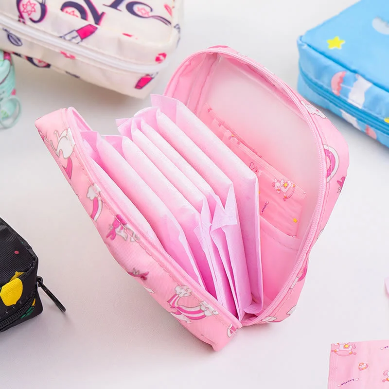 

Large Capacity Cute Sanitary Napkin Tampon Storage Bag Waterproof Portable Mini Make Up Bag Cosmetic Toiletries Organizer Pouch