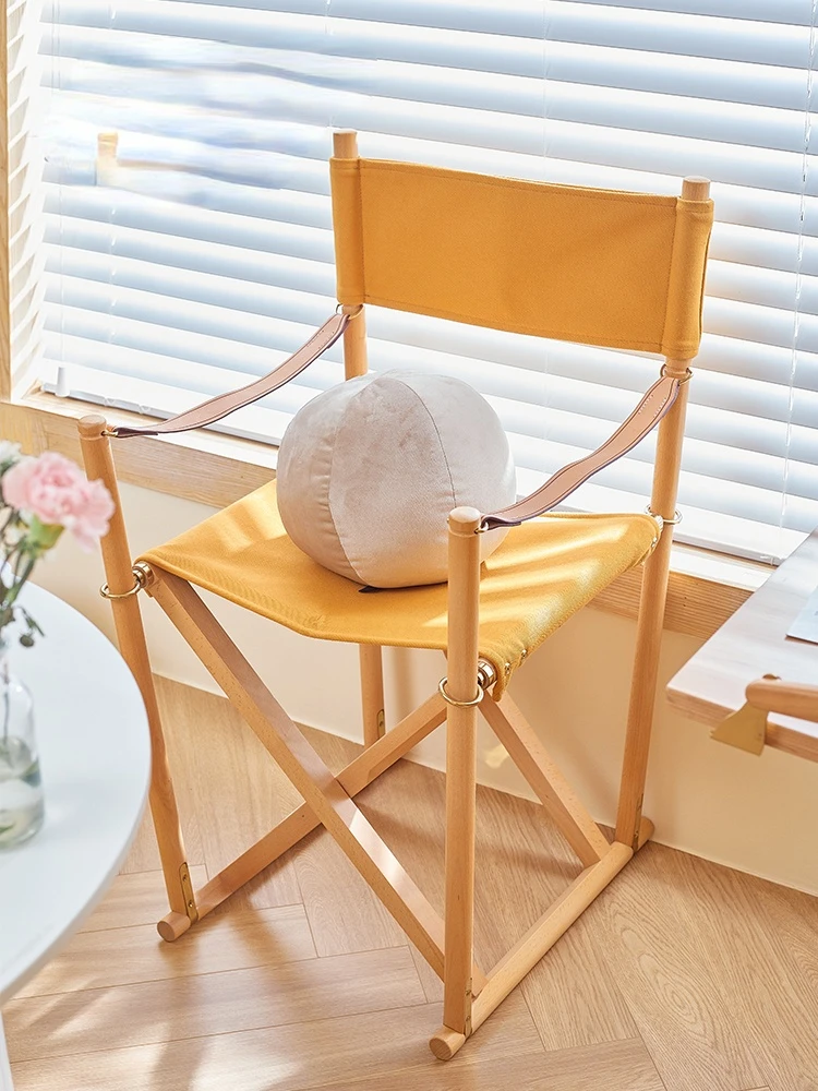 

zqNordic Canvas Foldable Chair Balcony Outdoor Portable Camping Chair Armrest Armchair