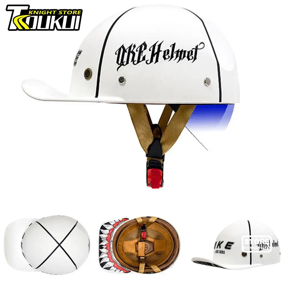 

Motorcycle Helmet DOT Approved Retro Moto Helmet Capacete De Moto Half Helmet Baseball Cap Riding Racing Casco Moto Casque