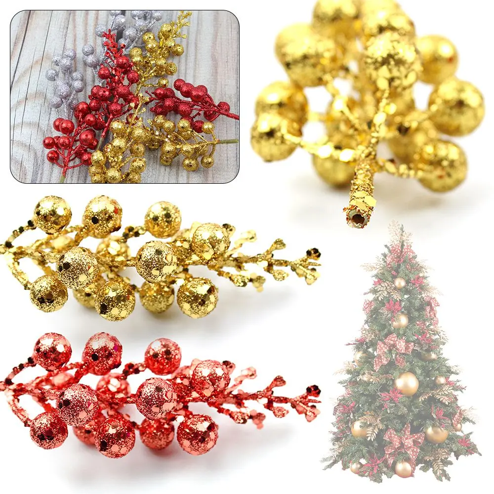 

10pcs Foam Home Decor Wedding Decoration with Sequins Fake Flower Fortune Fruit Flowers Artificial Plants Berries Branch