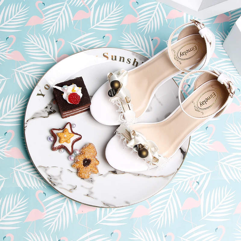 

Lace Bow Line Buckle Thin High-heeled Bridesmaid Shoes 2022 New Summer Versatile and Sweet