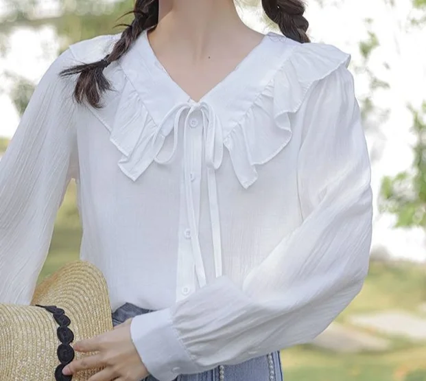 Рубашка женская демисезонная с длинным рукавом и черным грибковым краем