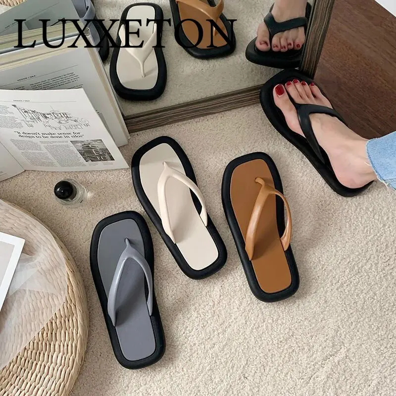 

Women Slippers Head Flipflops Outdoor Sandals Outer Wear Fashionable Beach Shoes Flat Bottom New Nonslip Thick