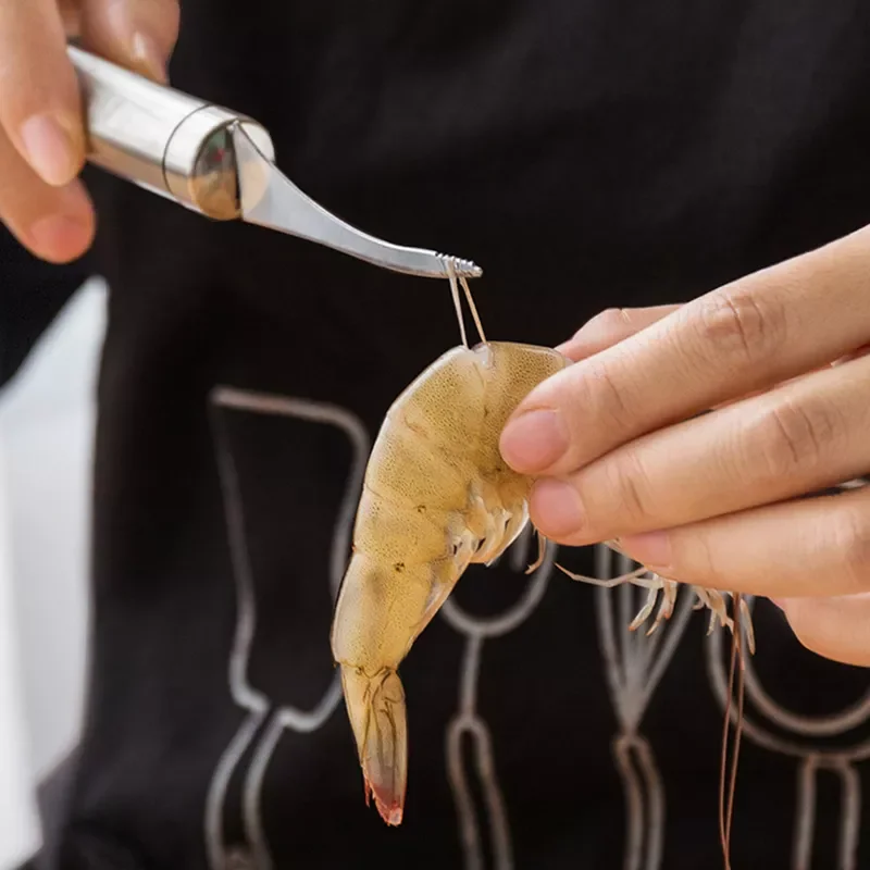 

Seafood Tools Stainless Steel Shrimp Stripper Shrimp Line Cutter Shrimps Lobster Line Shell Clean Knifes Kitchen Tool Accessorie