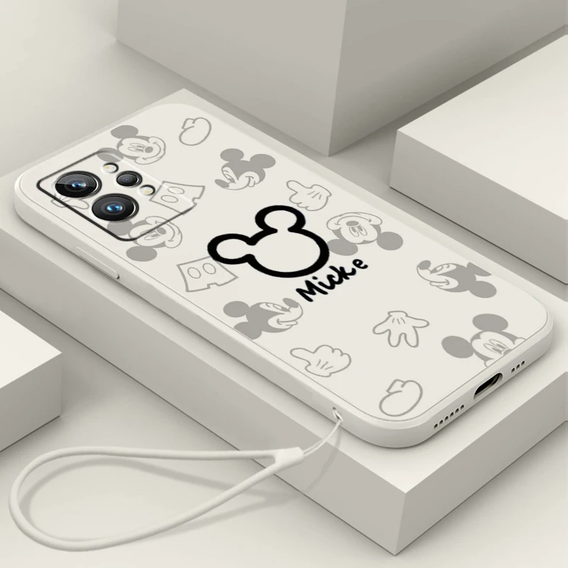 

Disney Mickey Minnie Comics Liquid Rope Phone Case For OPPO Realme Q3S Q5i 50A 50i C21Y C11 GT Neo3 Neo2 9 9i 8 8i 7 Pro Plus