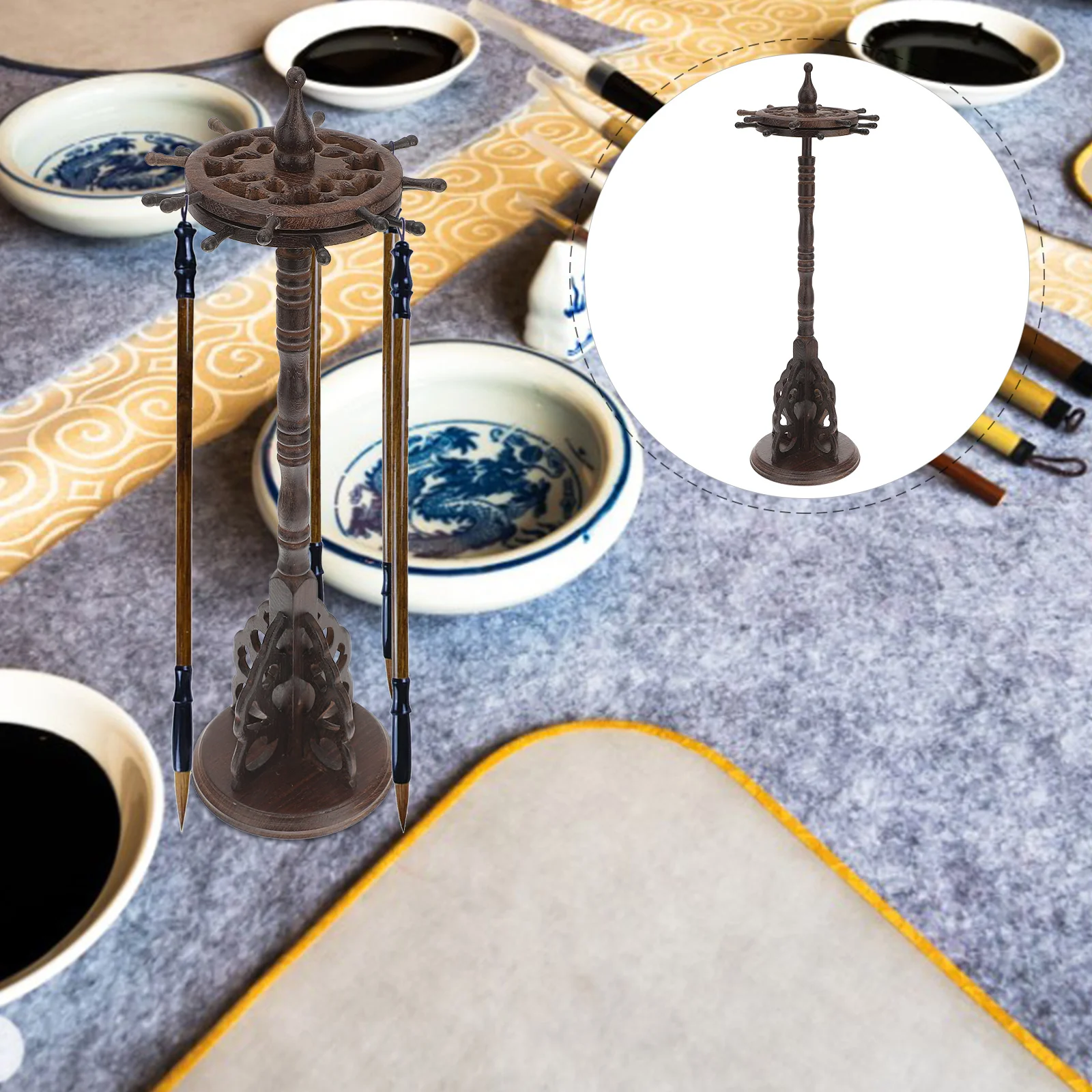 Вешалка для кистей круглая основа ручка канцелярские товары стойка отдыха