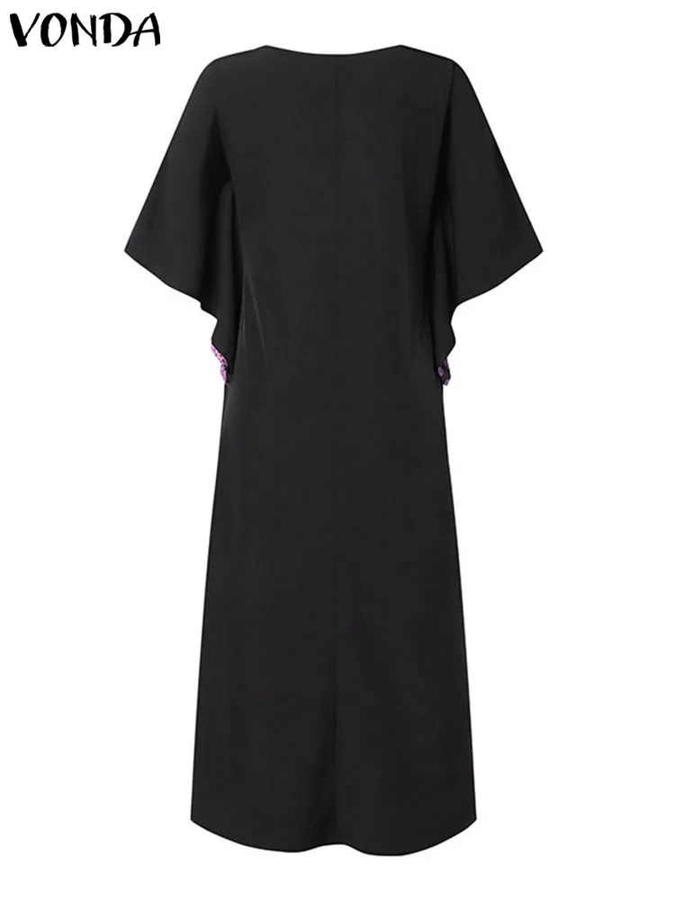 Женское оригинальное платье 2024 VONDA богемный сарафан с принтом повседневное