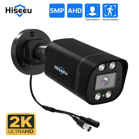 Цилиндрическая камера видеонаблюдения Hiseeu 1080P AHD 5 Мп с распознаванием лица, наружная аналоговая камера видеонаблюдения s для AHD DVR системы XMEye