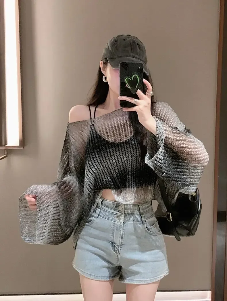 Пуловеры женские пикантные свободные для отдыха Модные Пустые простые дышащие