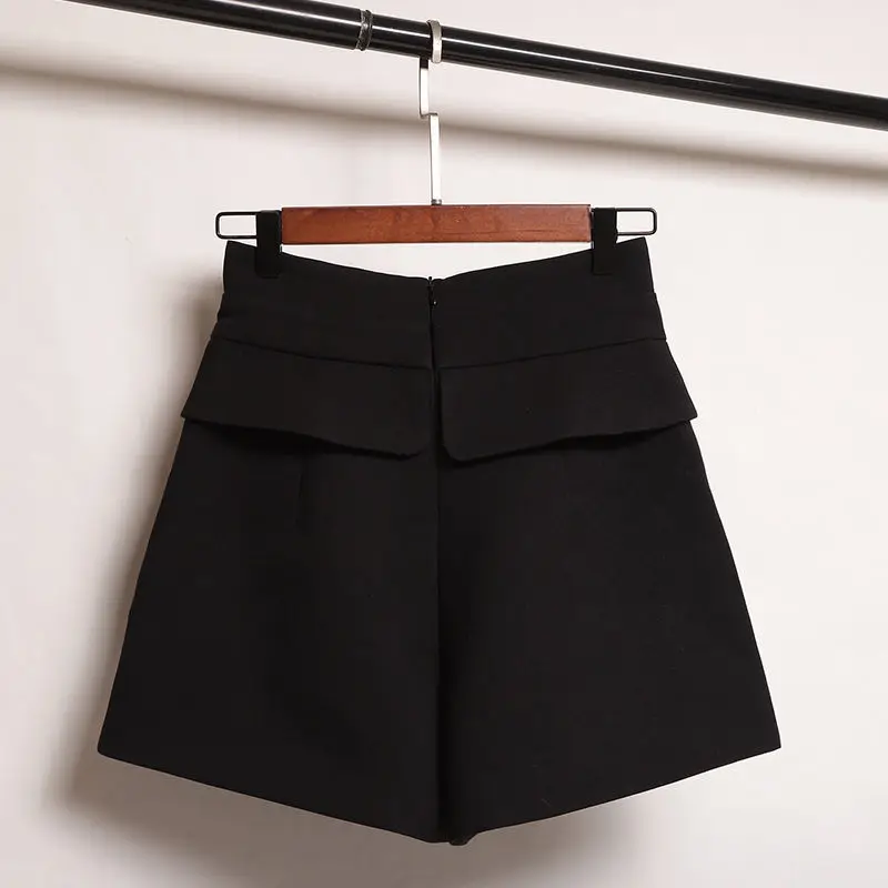 Women's Korean Solid Color Fashion High Waist Shorts Office Lady Casual Loose Wide Leg Spliced Shorts Summer Female Clothing
