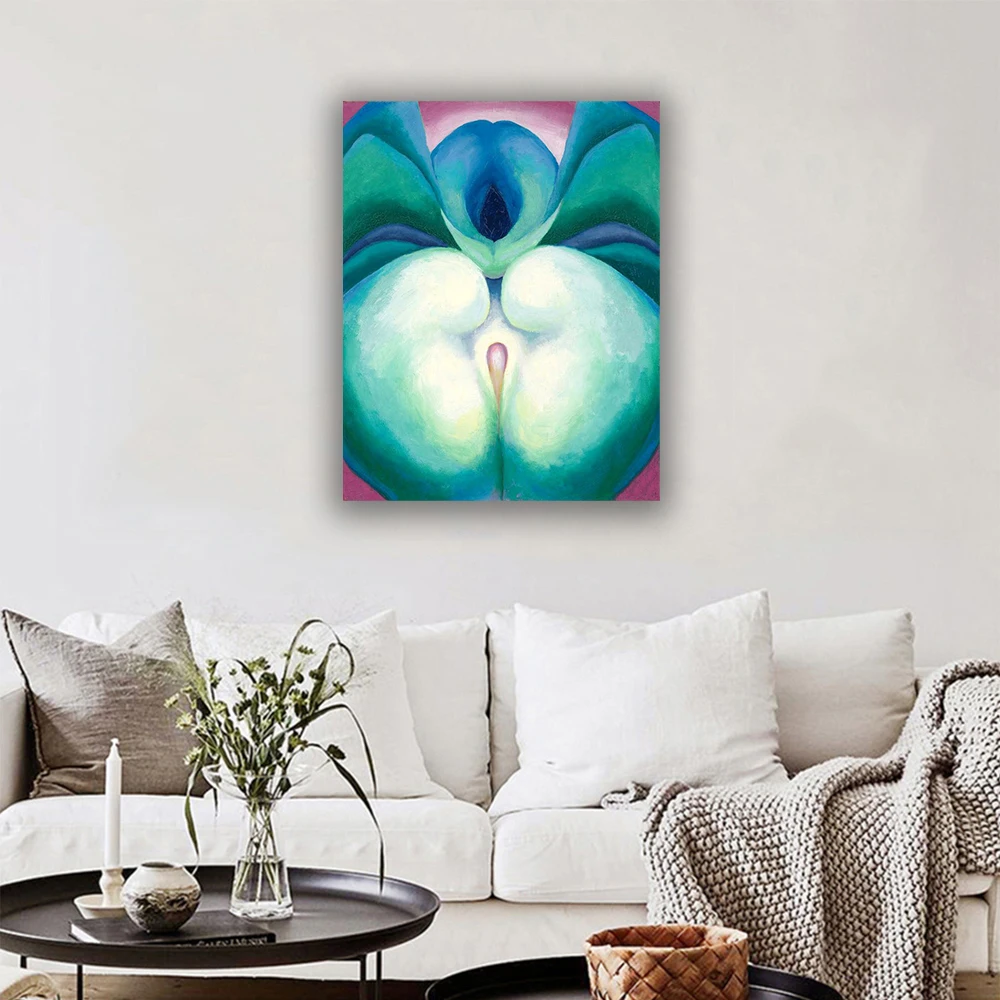 Джорджия о'keeffe абстрактный художественный постер Белая и синяя форма цветов на