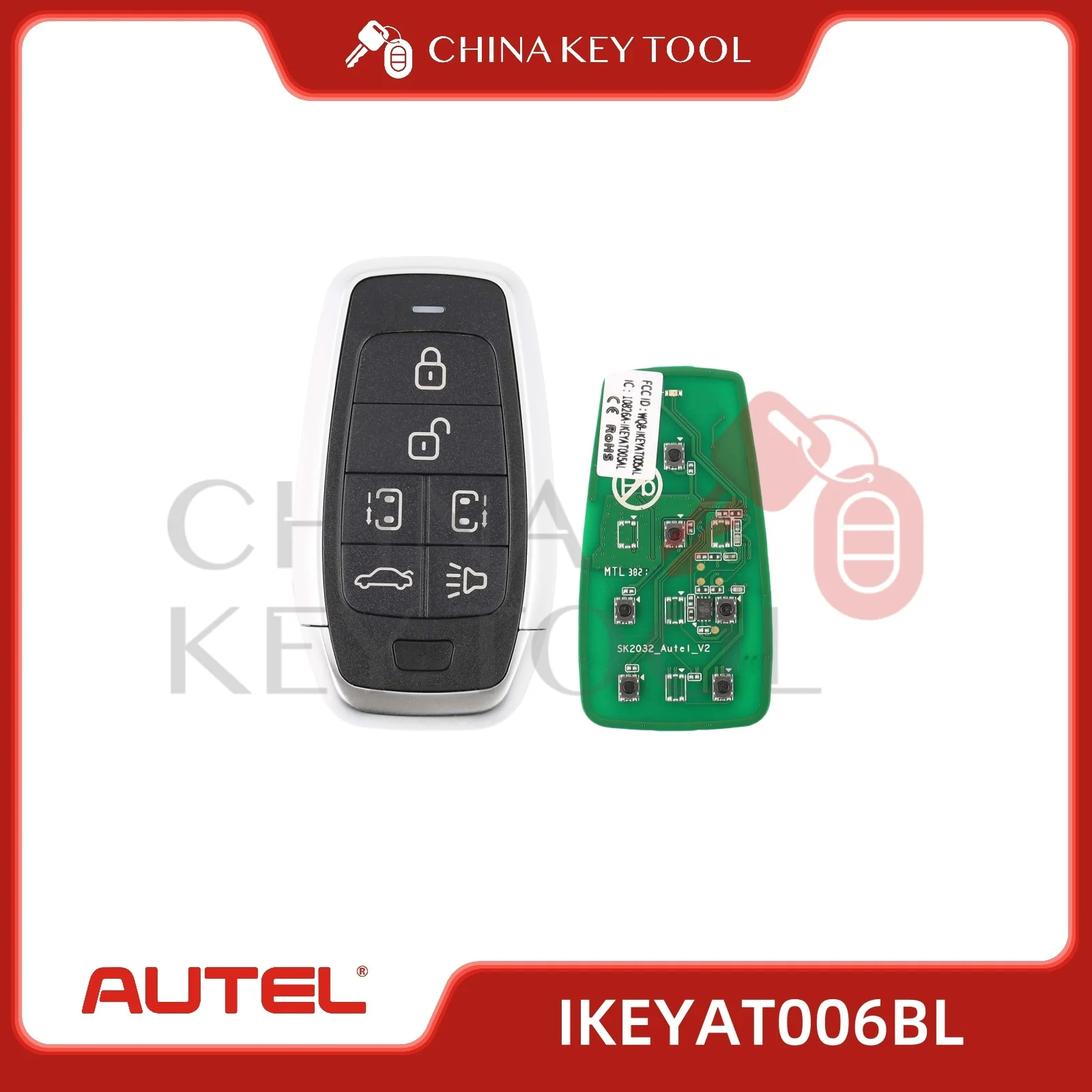 

AUTEL MAXIIM IKEY Стандартный стиль IKEYAT006BL 6-кнопочный независимый смарт-ключ США