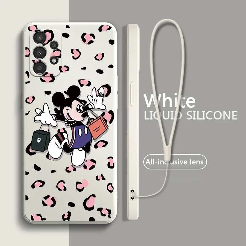 

Mickey Mouse animation Liquid Rope Case For Samsung A91 A81 A71 A51 A41 A31 A11 A30 A50S A3 A03S A02 A01 Core Cover