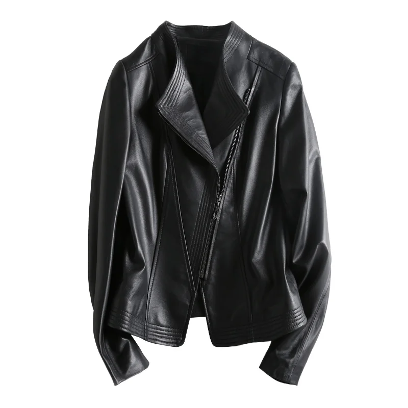 Jacket Real Leather Women Spring Autumn 2023 Biker Jackets 100% Sheepskin Coat Female Clothes 4xl Chaqueta Cuero Mujer Pph5011
