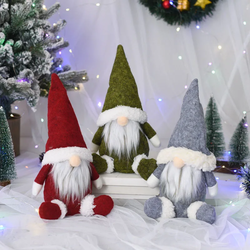 

Christmas Ornaments with Hat Handmade Cute Dwarf Elf Doll Creative Faceless Plush Doll Home Desktop Decoration GRSA889