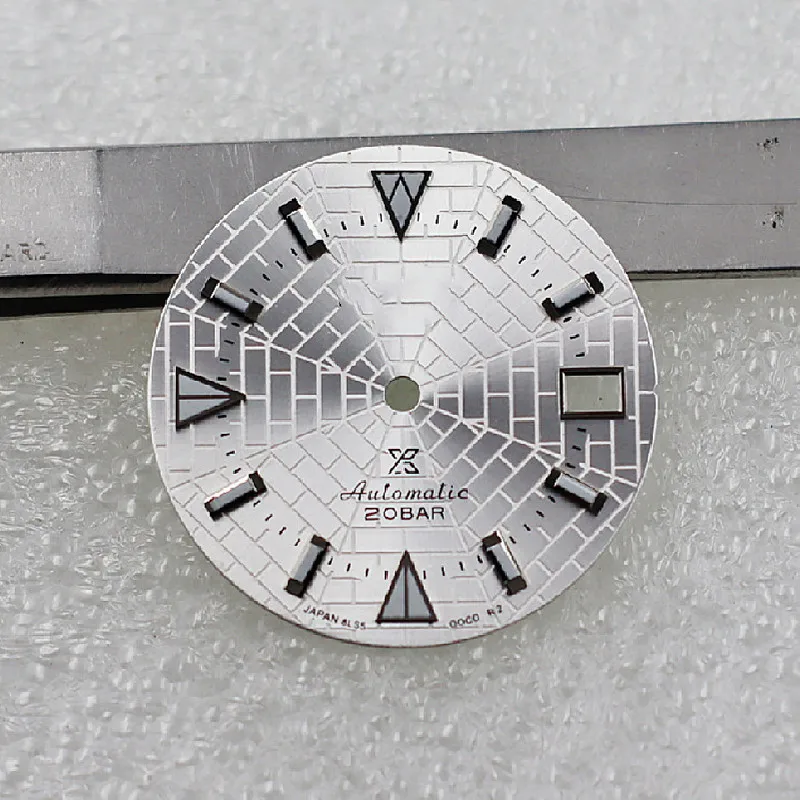 Watch accessories dial blue checkered 28.5mm with C3 green luminous fit SKX007 NH35/36 movement NH35 case Date