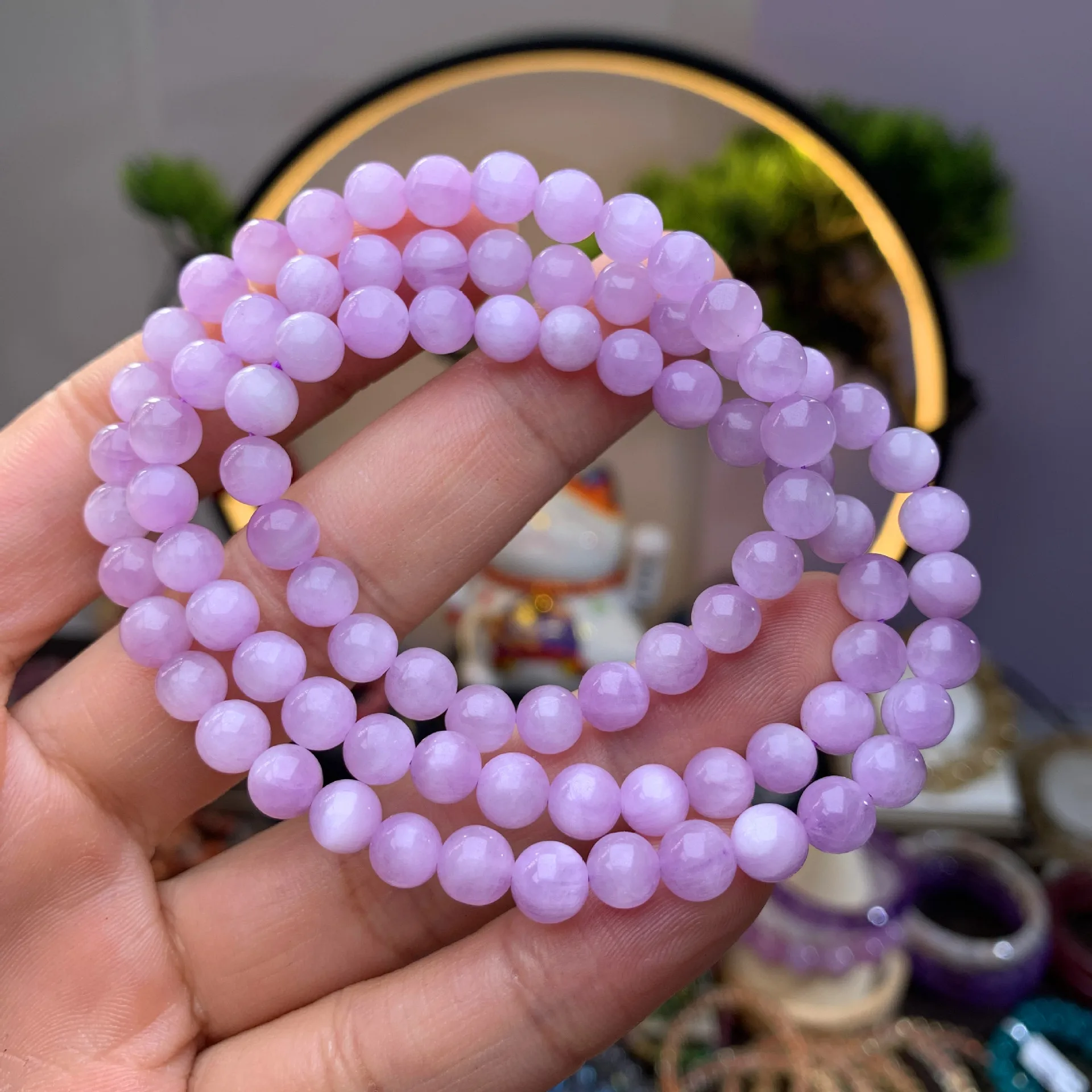 

Браслет из натуральных фиолетовых бусин, 3 круга, 6 мм, кошачий глаз