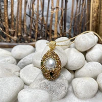 european and american style natural pearl tourmaline rhinestone pendant ladies personality trend necklace jewelry