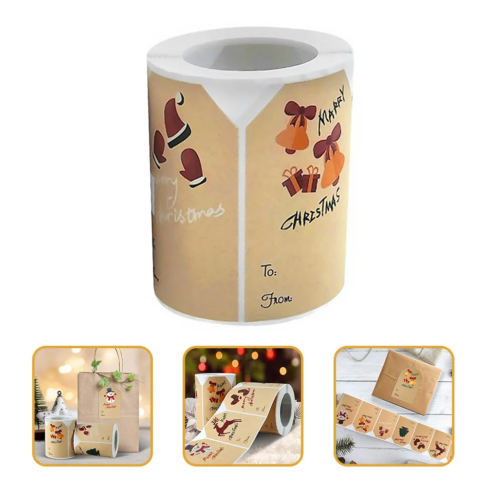 

Stickers Sticker Gift Christmas Labels Xmas Tag Adhesive Label Name Wrapping Kraft Paper Tags Seal Roll Self Craft Baking