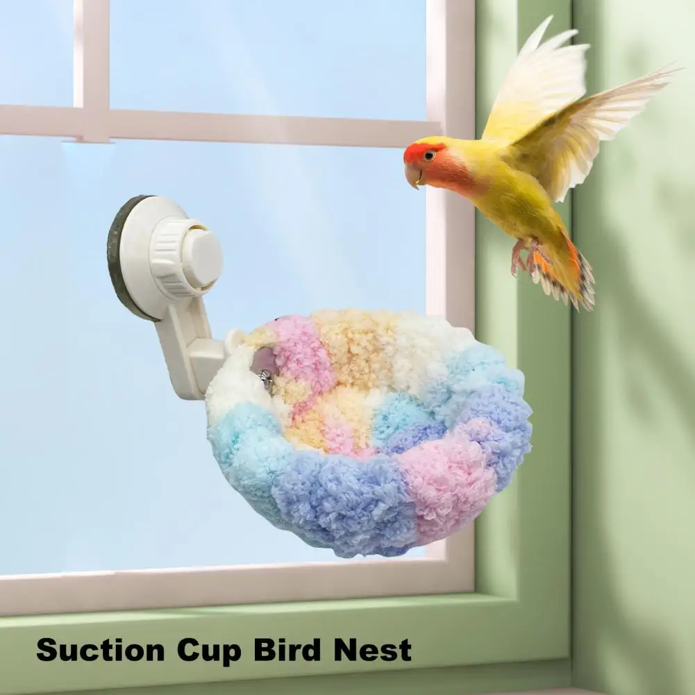 głosem z siatki dla ptaków Koralowe aksamitne gniazdo przyssawką papug Lovebird Pluszowe 2 w 1 do podróży