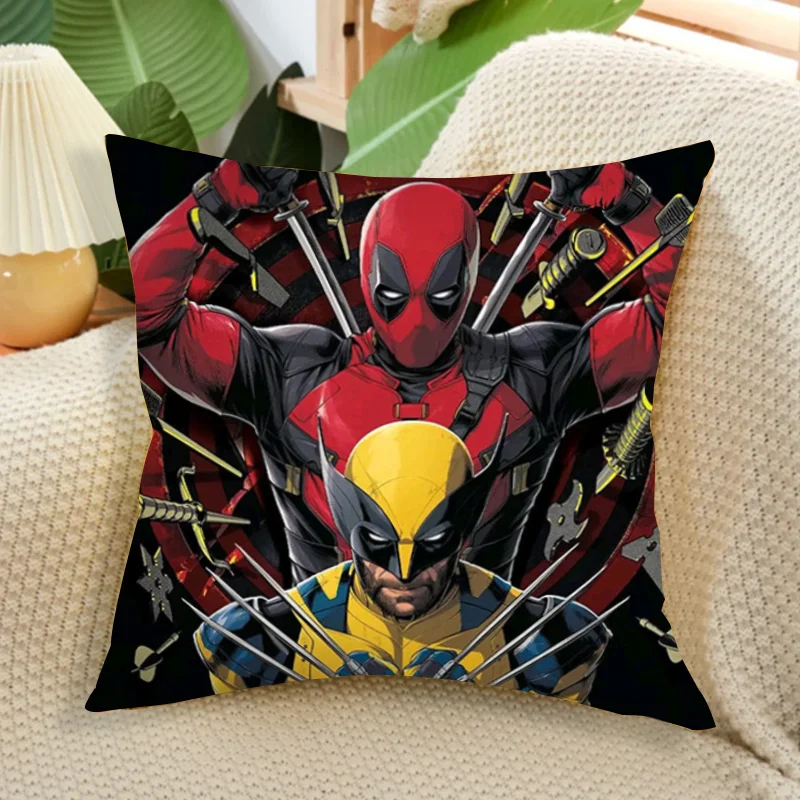 Плюшевая наволочка Дэдпул и Росомаха украшение мраморные подушки автомобиль для
