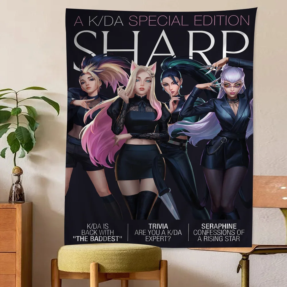 L-LOL-KDA Kaisa Ahri Akali Аниме Гобелен Богемный Настенный Декор Индийский Дизайн Будды