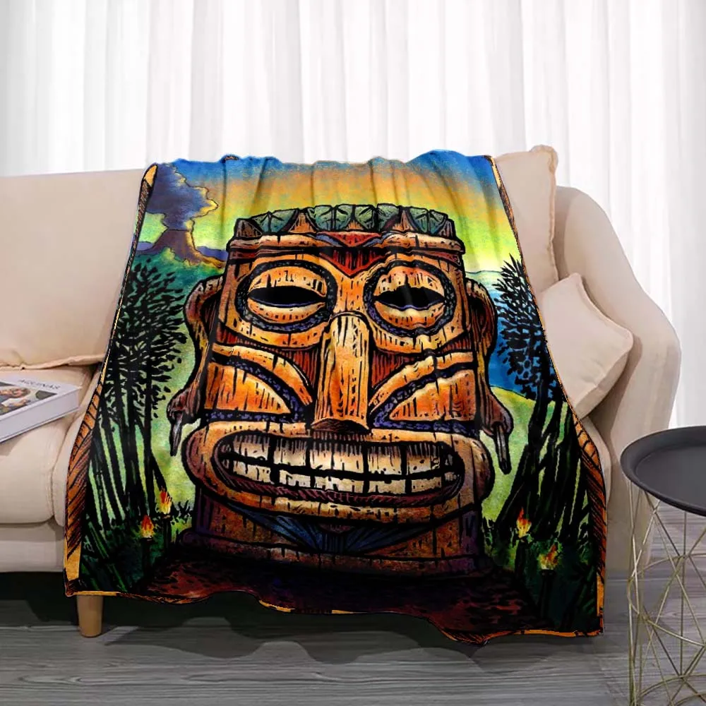 Tiki Bar Fashion Flannel Throw Blanket Summer Beach Aloha Hawaii Funny Accessories Man Cave Party Home Decor for Bar Pub Club