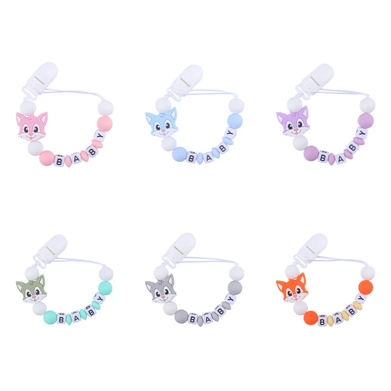 

Cartoon Fox Silicone Pacifier Chain Animal Pattern Teething Clip Infant Soothie G2AE