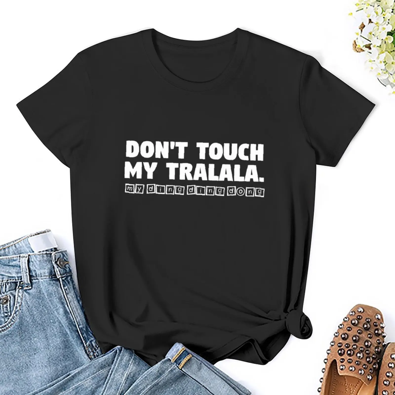 Футболка женская Don't touch my tralala милая одежда забавная летняя большие размеры