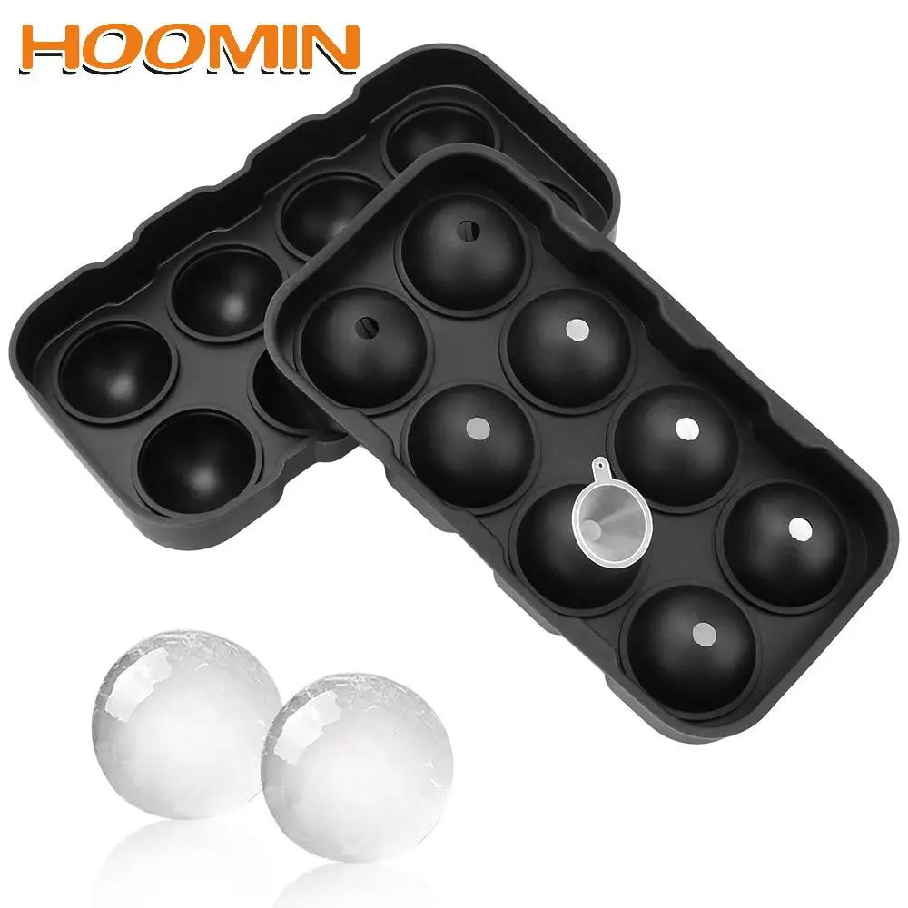 

HOOMIN Ice Ball Tray Ice Mold Kitchen Tools 8 Cavity Silicone Ice Sphere Mold With Funnel Ice Cube Ball Maker Mold
