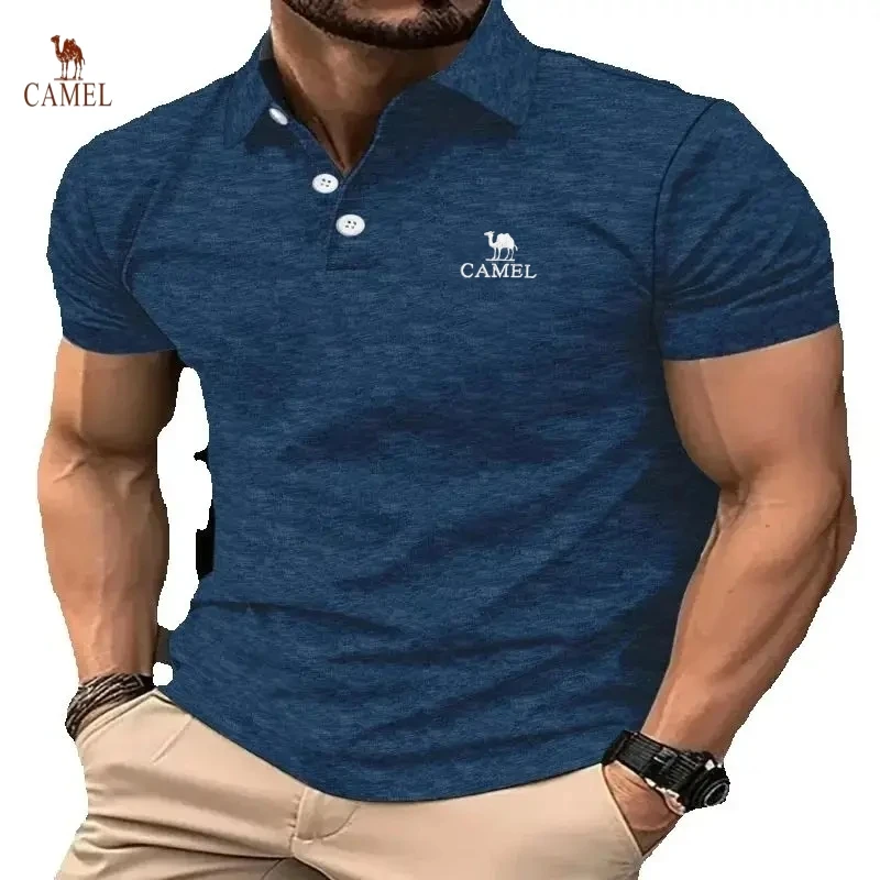 Мужская повседневная модная дышащая рубашка поло удобный топ с вышивкой для
