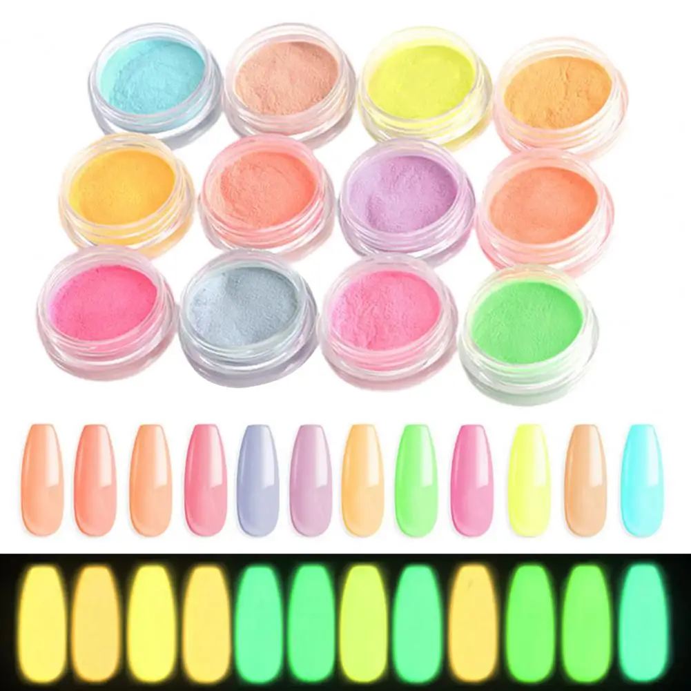 

12Pcs Fluorescent Nail Powder Safe Ingredients High Saturation Allergy Free Long-Lasting Effect Multipurpose Decorative Attracti