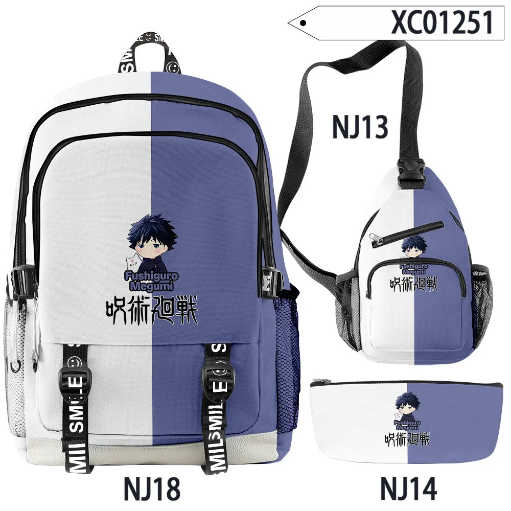 

Harajuku Anime Jujutsu Kaisen 3pcs/Set Backpack 3D Oxford Waterproof Notebook multifunction Backpacks Chest Bags Pencil Case