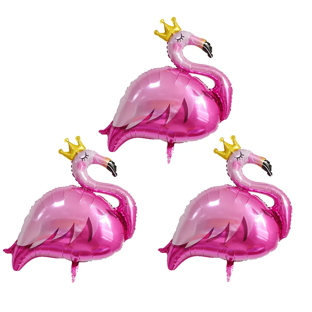 

3 Pcs Summer Beach Party Decor Babyboy Gifts Flamingo Balloons Hawaiian Supplies Aluminum Foil Tropical Decoration