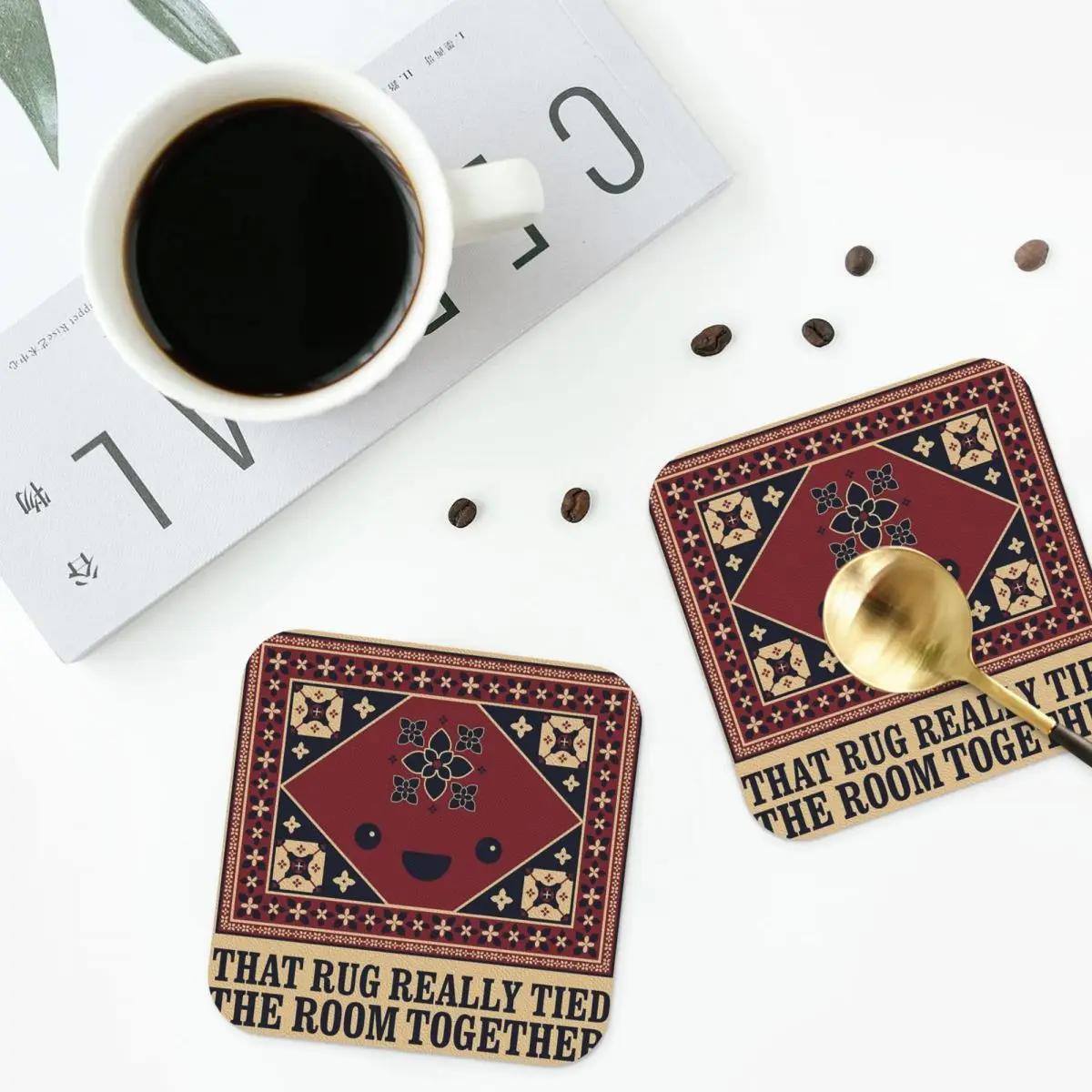 

Really Tied The Room Together Coasters Kitchen Placemats Non-slip Insulation Cup Coffee Mats Home Tableware Pads Set of 4
